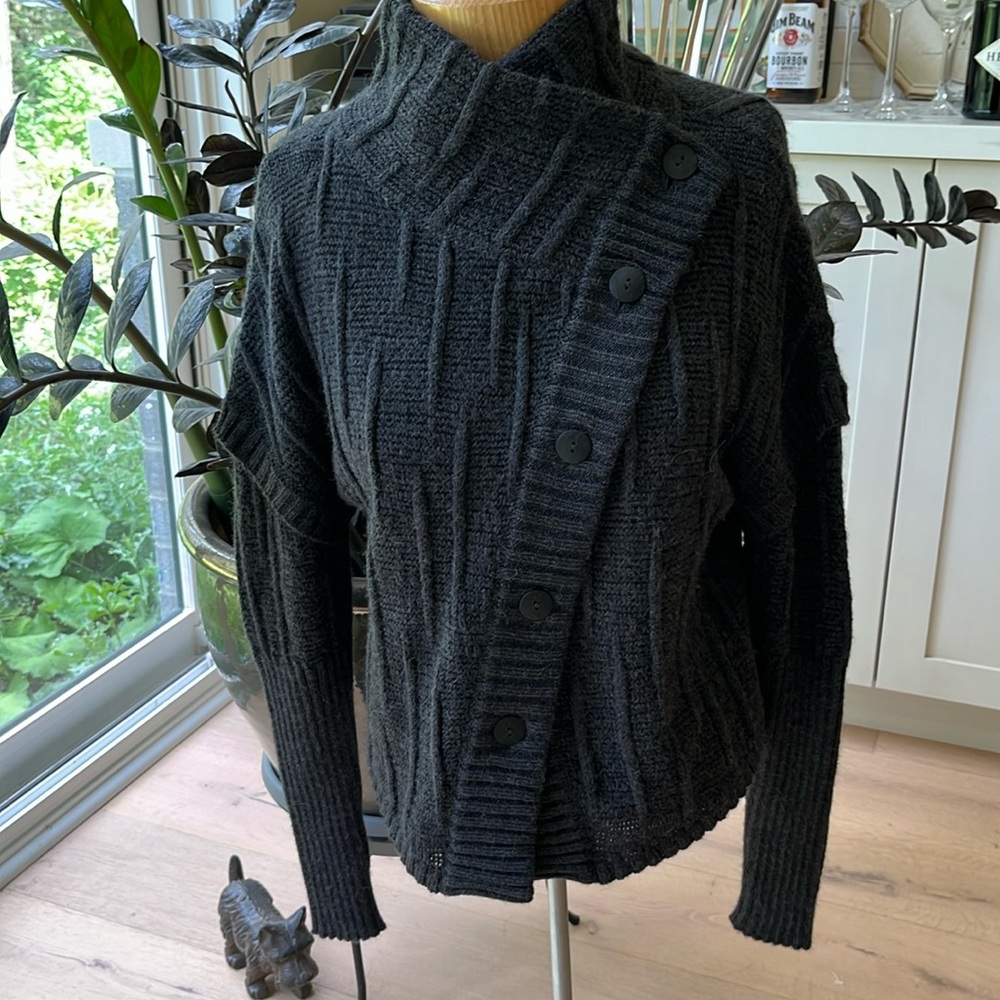 Sarah Pacini Black Button-Up Cardigan